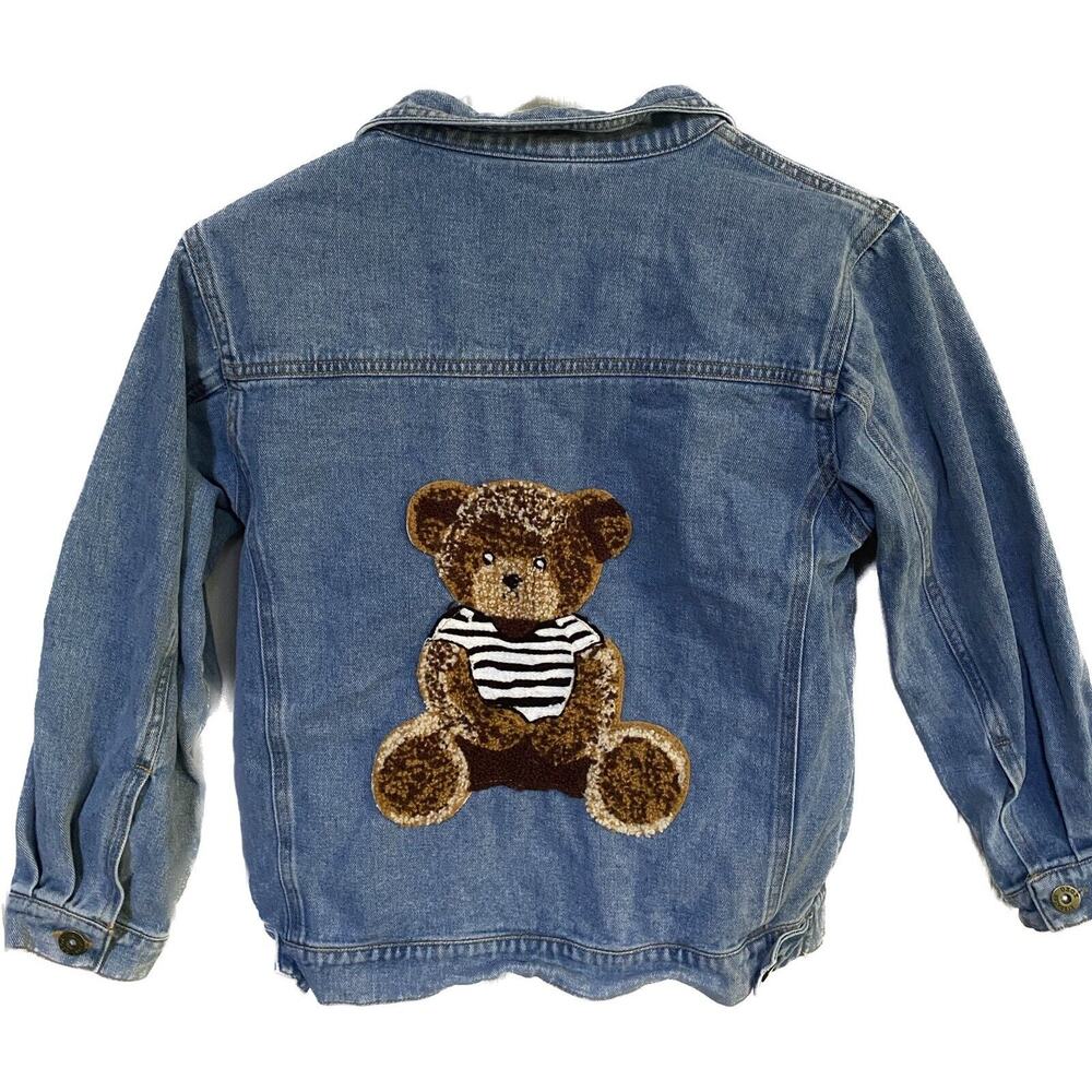 Teddy Bear Denim Kids Jean Jacket Large‎ (11-12Y) School Fall Winter Friends